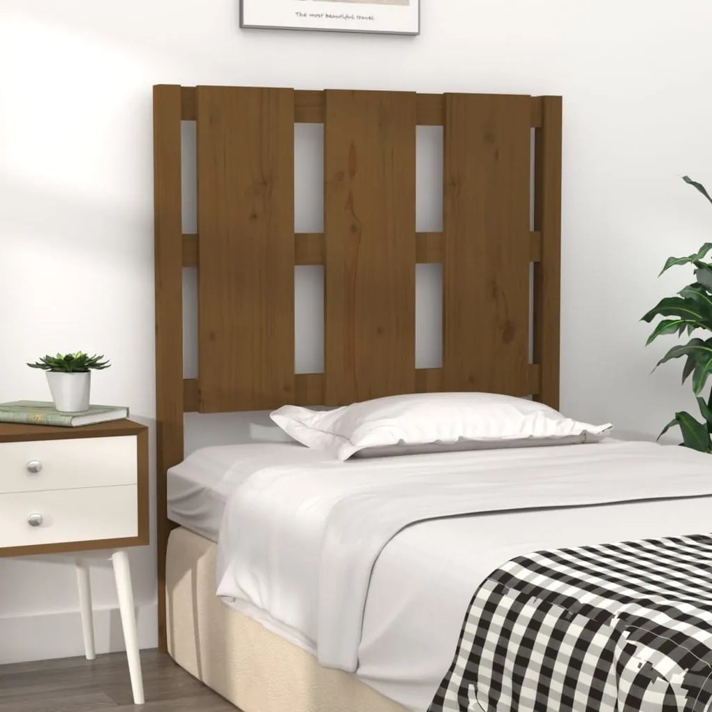 Testiera per Letto Miele 80,5x4x100 cm Legno Massello di Pino