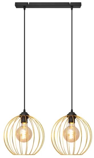 Lampadario a sospensione con filo MERCURE 2xE27/15W/230V oro/nero