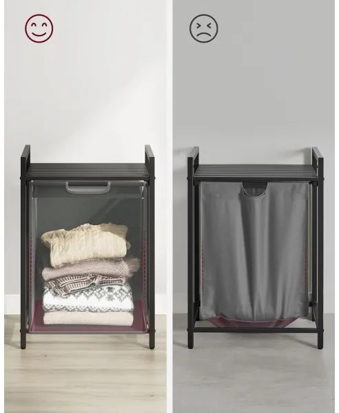 Cesto per la biancheria REX nero/grigio