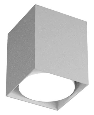 Plafoniera Moderna Cubica Plate Metallo Grigio 1 Luce Gx53 10Cm