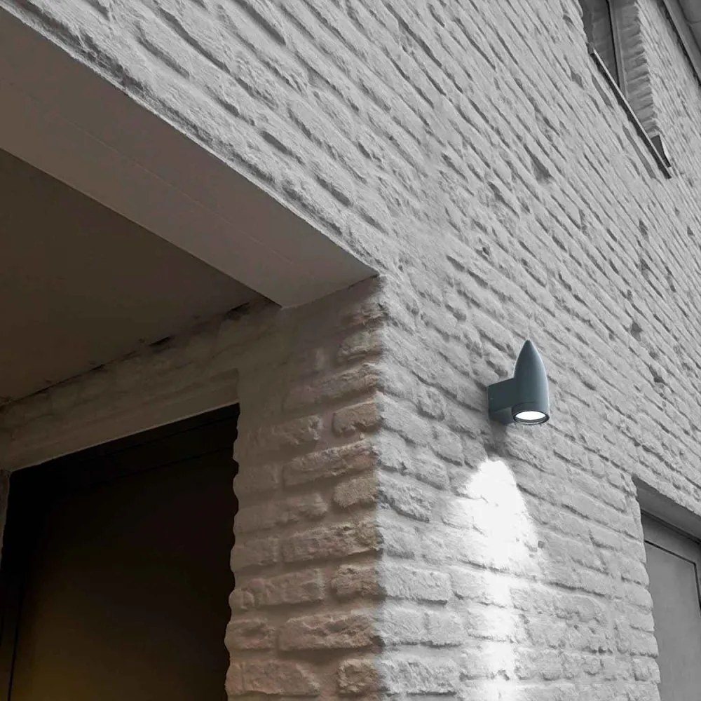 Applique da Parete a Cono per esterni, IP65 GU10 - Grigia Colore del corpo Grigio