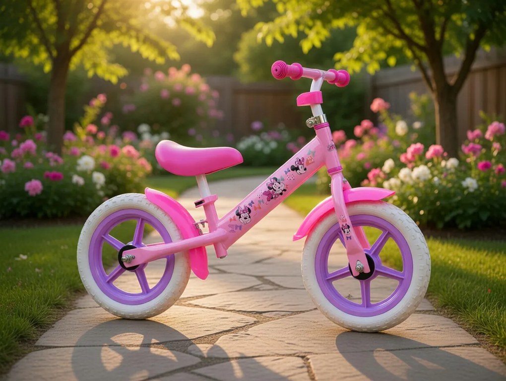 Balance Bike Bicicletta Senza Pedali per Bambini 12" Licenza Disney Minnie Rosa...
