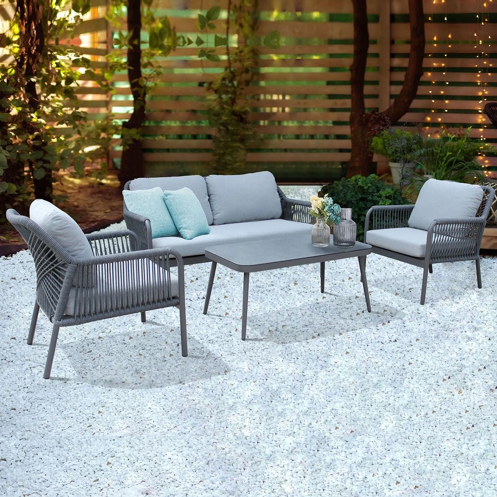 JAY - salotto da giardino in alluminio 4 posti