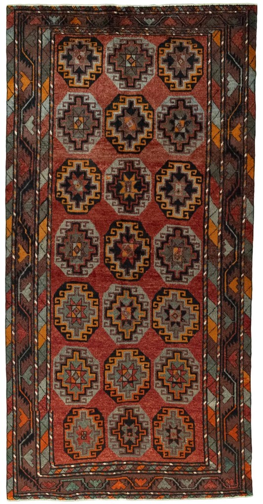 Kurdi Tappeto 150 x 290 Rosso (Iran) Annodato A Mano