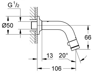 GROHE 20205000 - Valvola da parete UNIVERSAL 106 mm cromo lucido