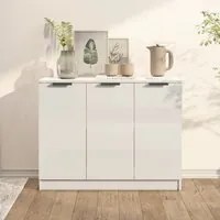 Credenza Bianco Lucido 90,5x30x70 cm in Legno Multistrato 811193