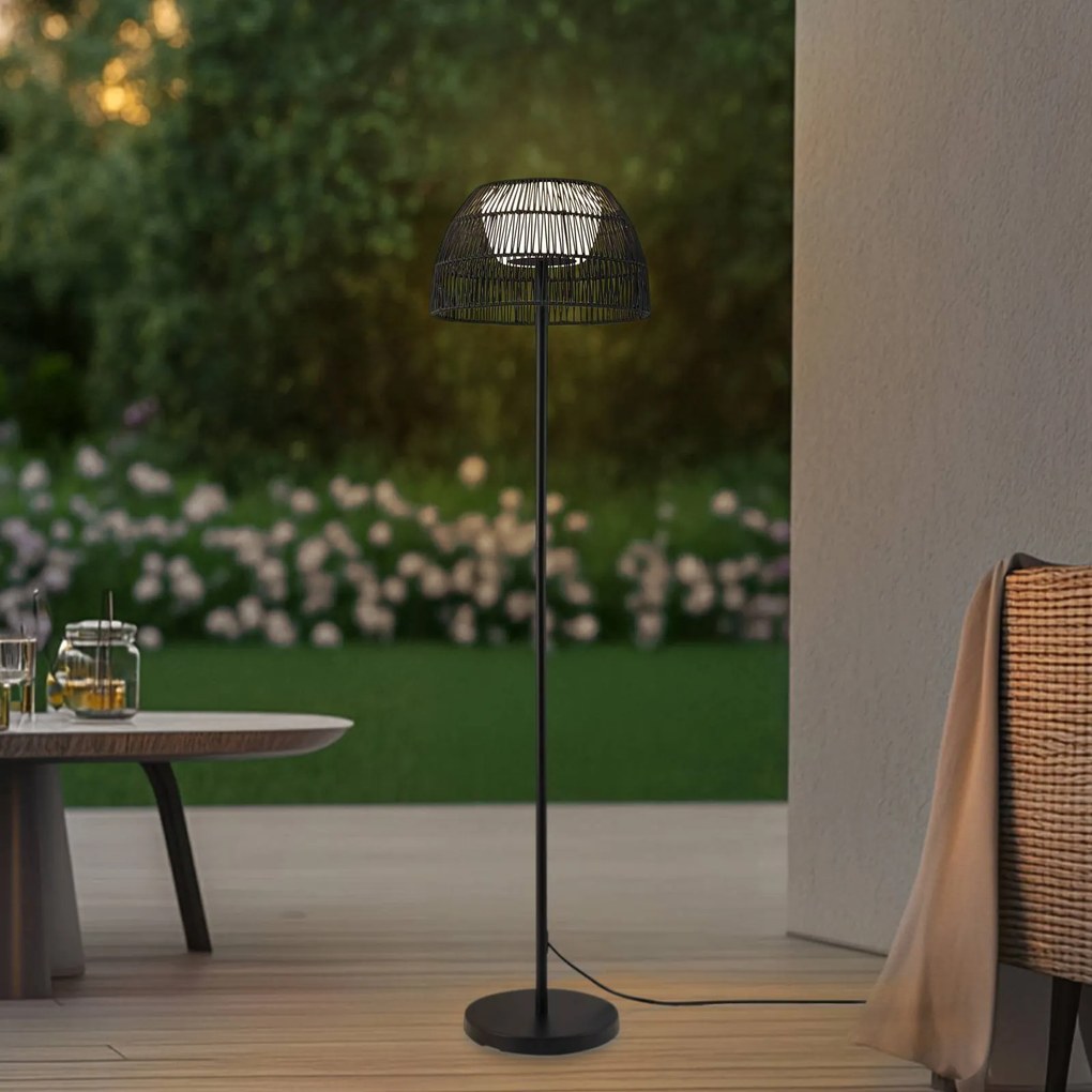 Lucande Lampada da terra da esterno Heribio, nero, ferro, 153 cm
