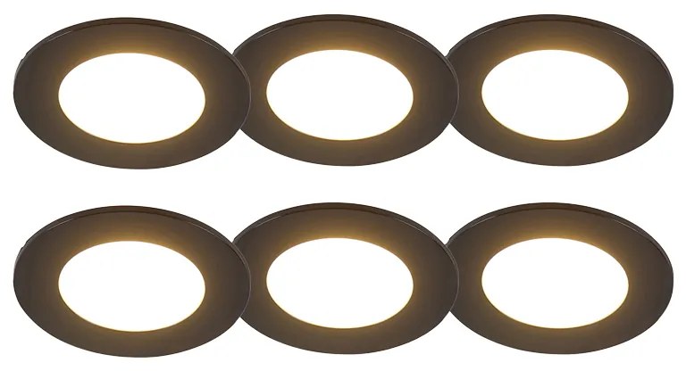 Set di 6 faretti a incasso neri con LED dimmerabile a 3 livelli IP65 - Blanca