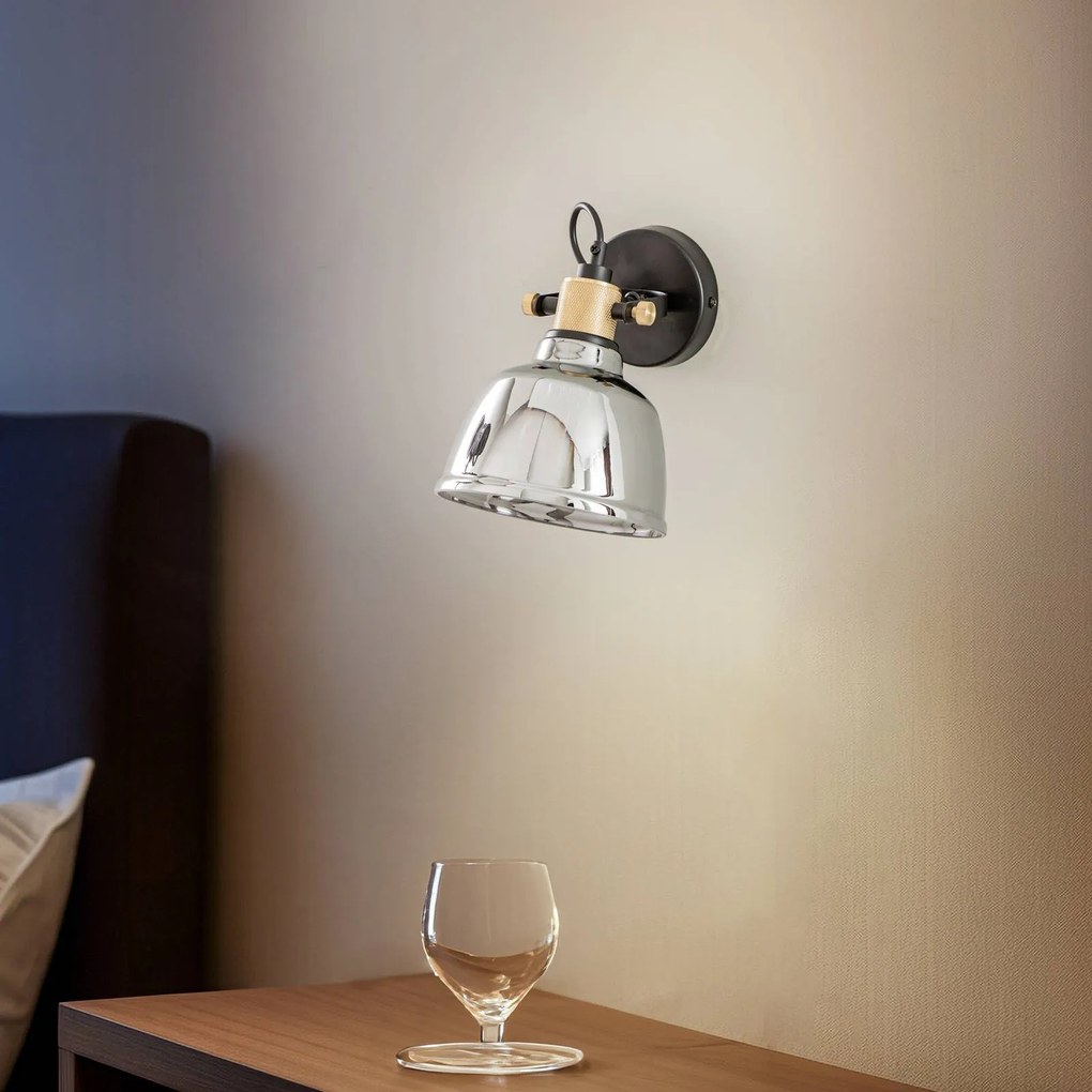 Nowodvorski Lighting Applique Amalfi con vetro metallizzato, argento
