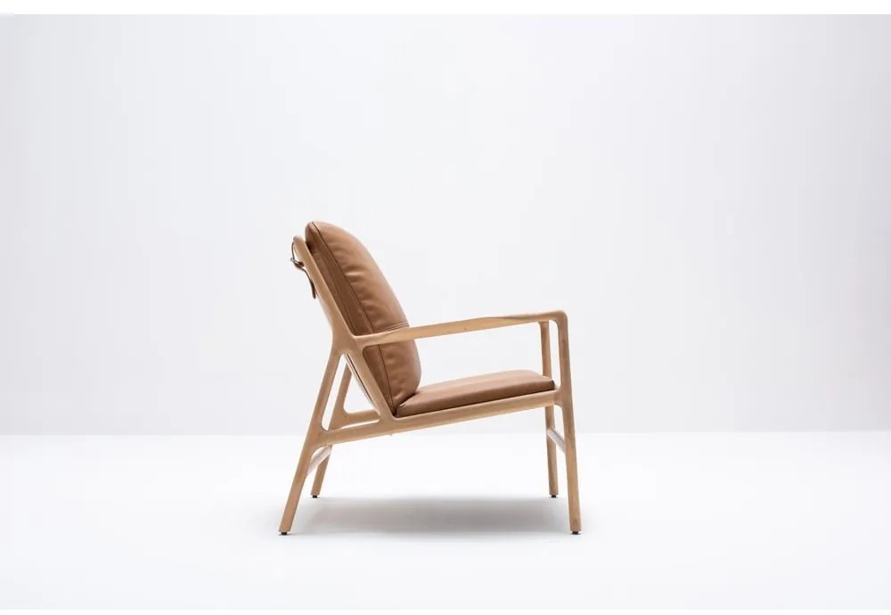 Poltrona in pelle di colore marrone-naturale Dedo - Gazzda