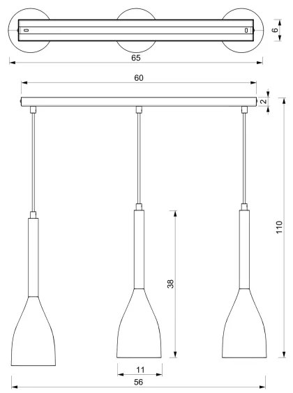Lampadario a sospensione con filo MUZA 3xE27/60W/230V