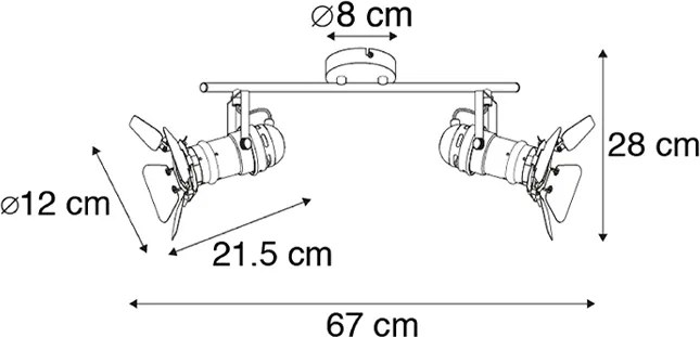 Faretto Smart nero con WiFi GU10 2 luci con alette - Movie