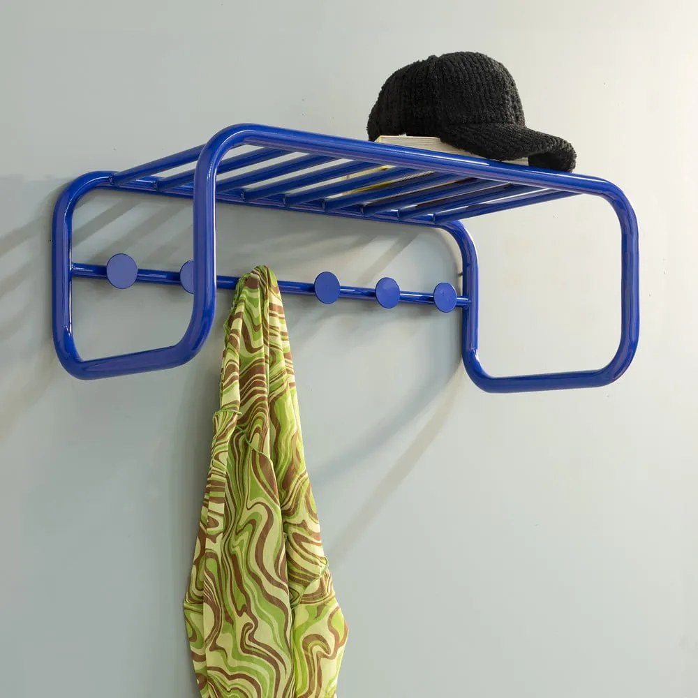Attaccapanni da parete blu in metallo con scaffale 72 cm Retro – Spinder Design