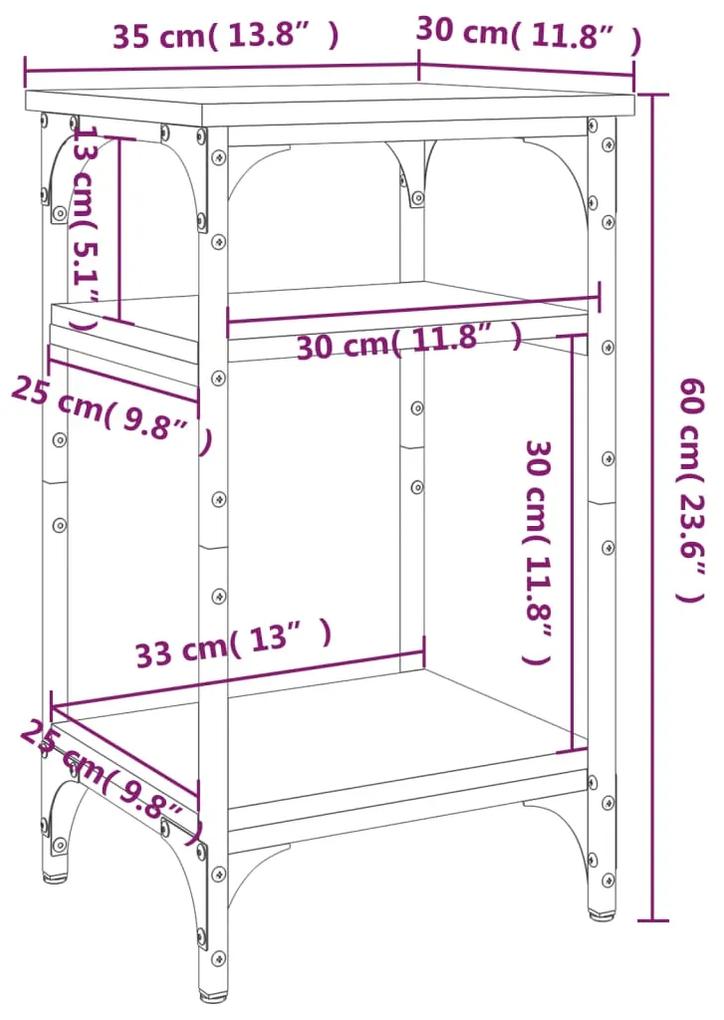 Tavolino Rovere Marrone 35x30x60 cm in Legno Multistrato