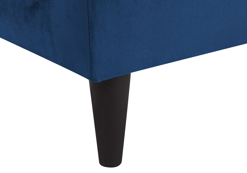 Chaise longue velluto blu marino e legno scuro destra LUIRO Beliani