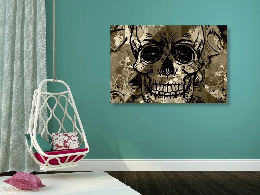 Quadro su tela – Teschio in seppia