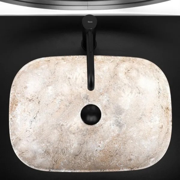 REA-U3323 - Lavabo da appoggio BELINDA 33,5x46,5 cm in ceramica/effetto pietra