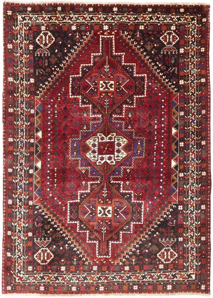 Shiraz Tappeto persiano 190x260 Rosso (Iran) Annodato A Mano