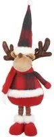 Renna in piedi 45 cm con cappello tartan rosso