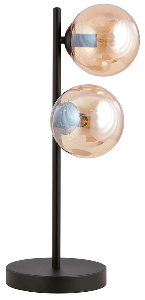 Lampade Da Scrivania Minimal Durga Acciaio Nero Ambra 2 Luci E14 Ip20
