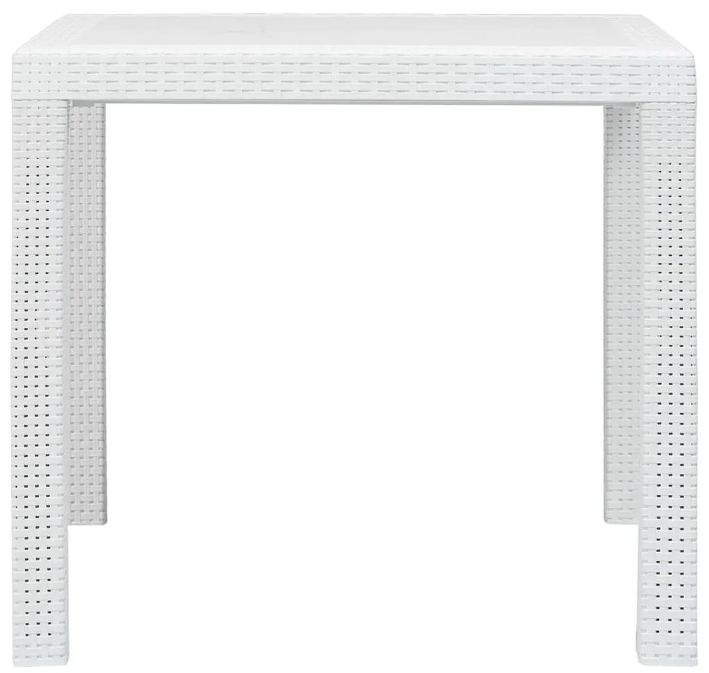 Tavolo da giardino bianco 79x79x72 cm in plastica stile rattan