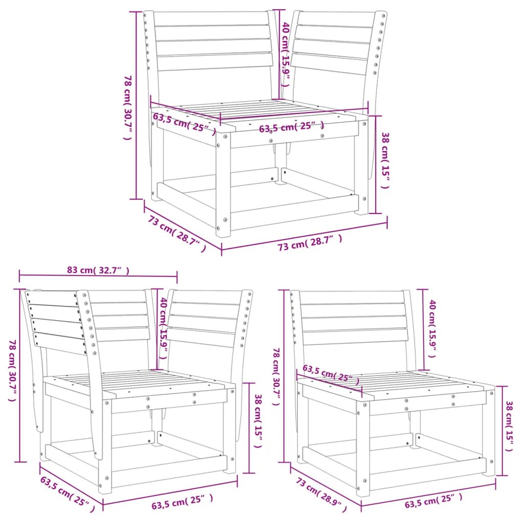 Set Divani da Giardino 5 pz in Legno Impregnato di Pino