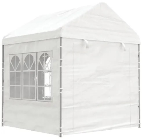 Gazebo con Tetto Bianco 13,38x2,28x2,69 m in Polietilene