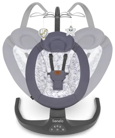 Lionelo - RALF Baby Sdraietta con Melody, 4xAA, Grey/White + Remote Control