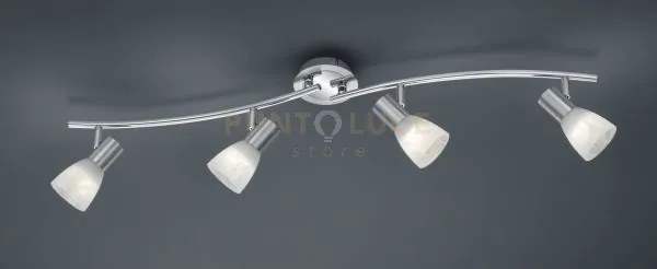 Levisto barra led 4 spots orientabile acciaio + vetro l.88cm 4 luci...