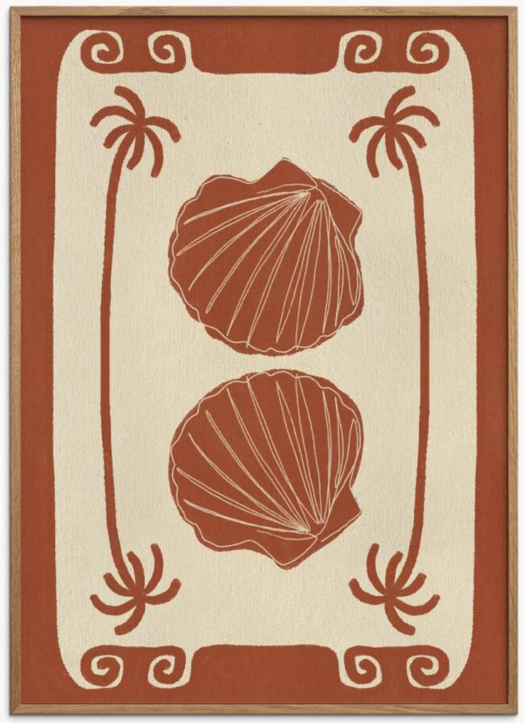 Stampa digitale incorniciata Terracotta Seashell Stories by Shatha Al Dafai
