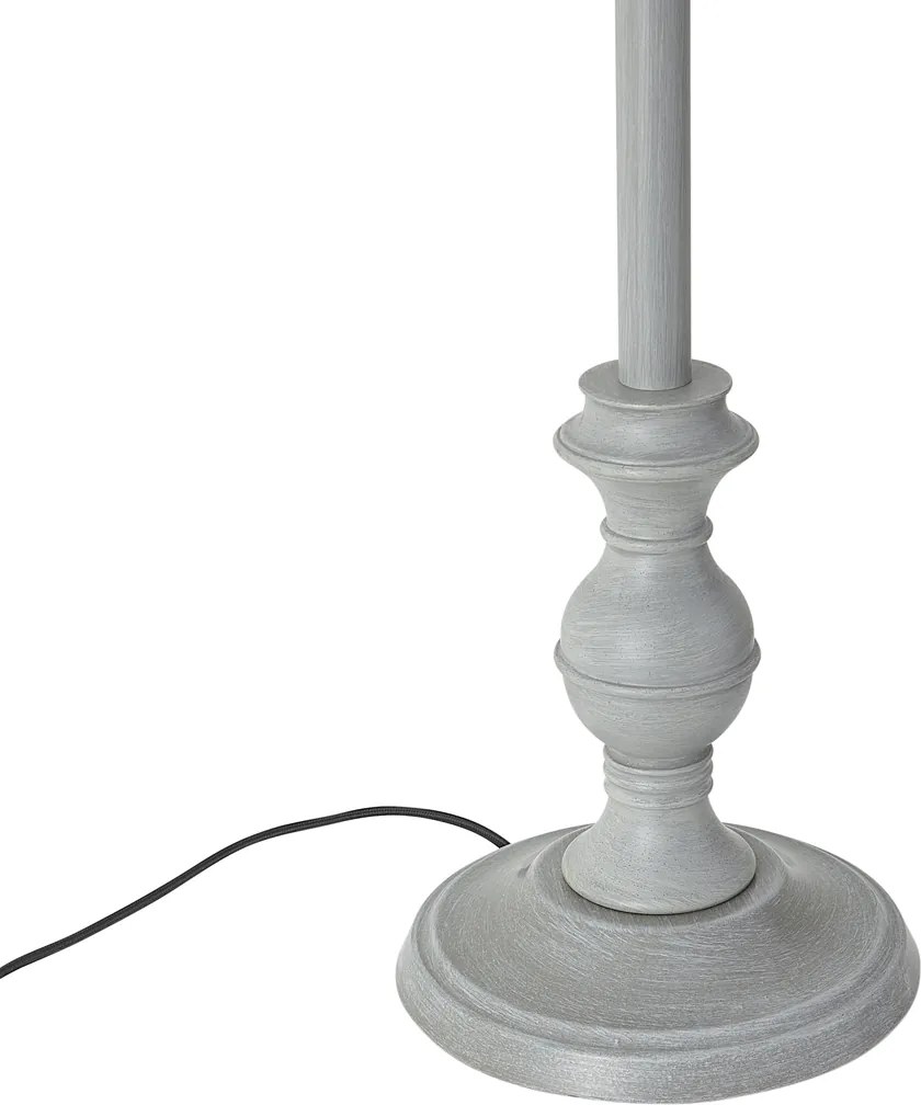 Lampada da terra nera con paralume floreale e interno bianco 45cm - Classico