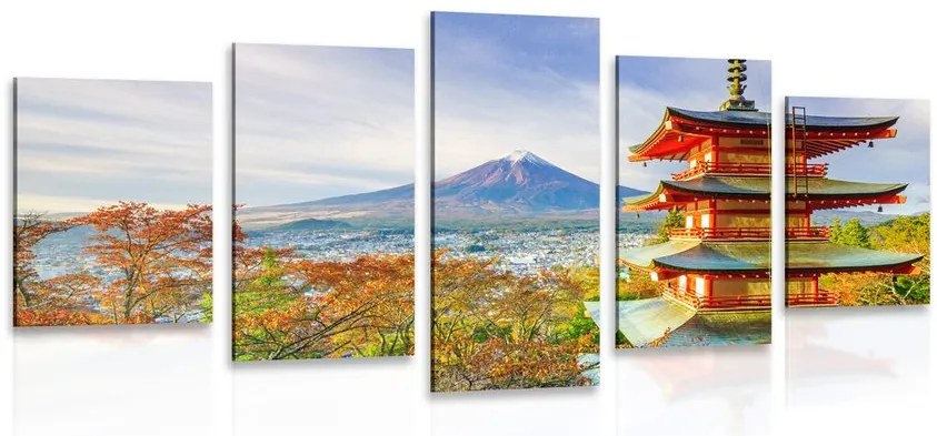 Quadri 5 pezzi – Vista sulla Pagoda Chureito e sul Monte Fuji