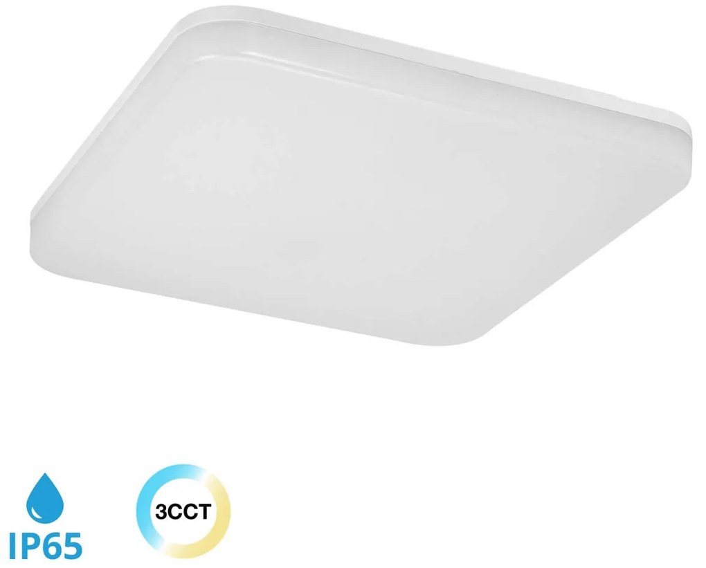 Plafoniera LED 32W IP65 Quadrata 33x33cm CCT Bianco Variabile