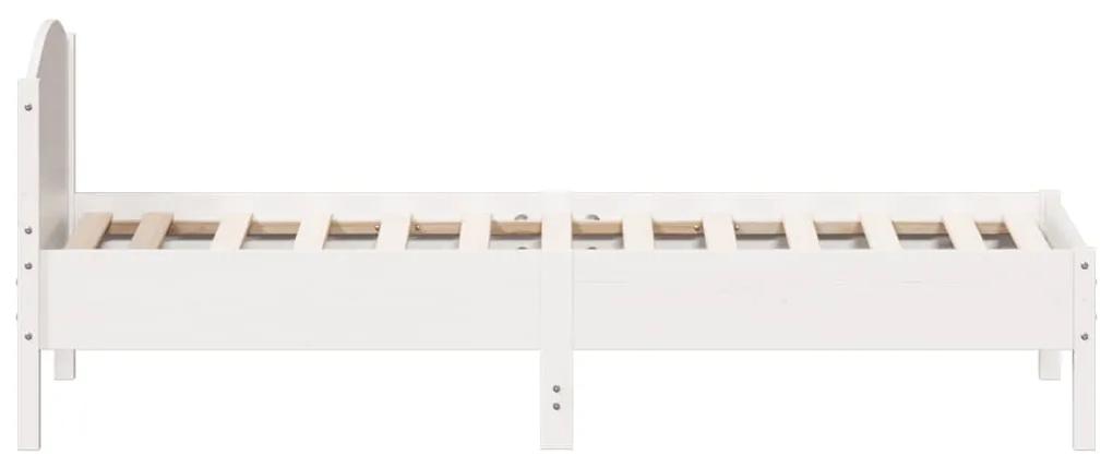 Giroletto con testiera bianco 75x190 cm legno massello di pino