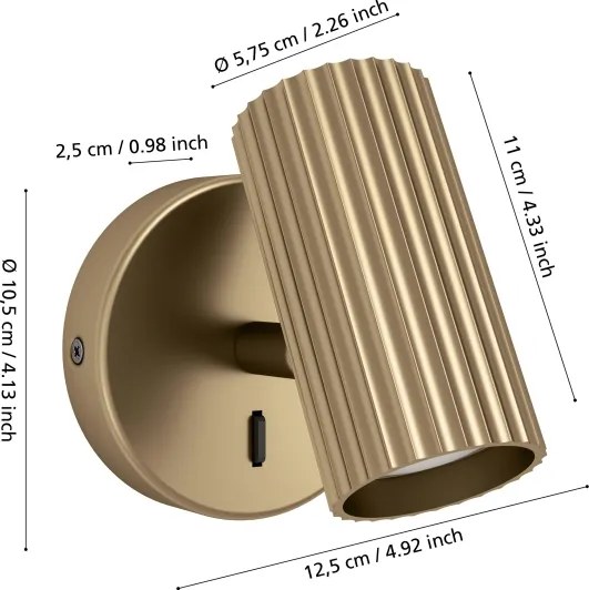 Eglo 902033 - Applique spot da parete PORTILLO 1xGU10/5W/230V dorata