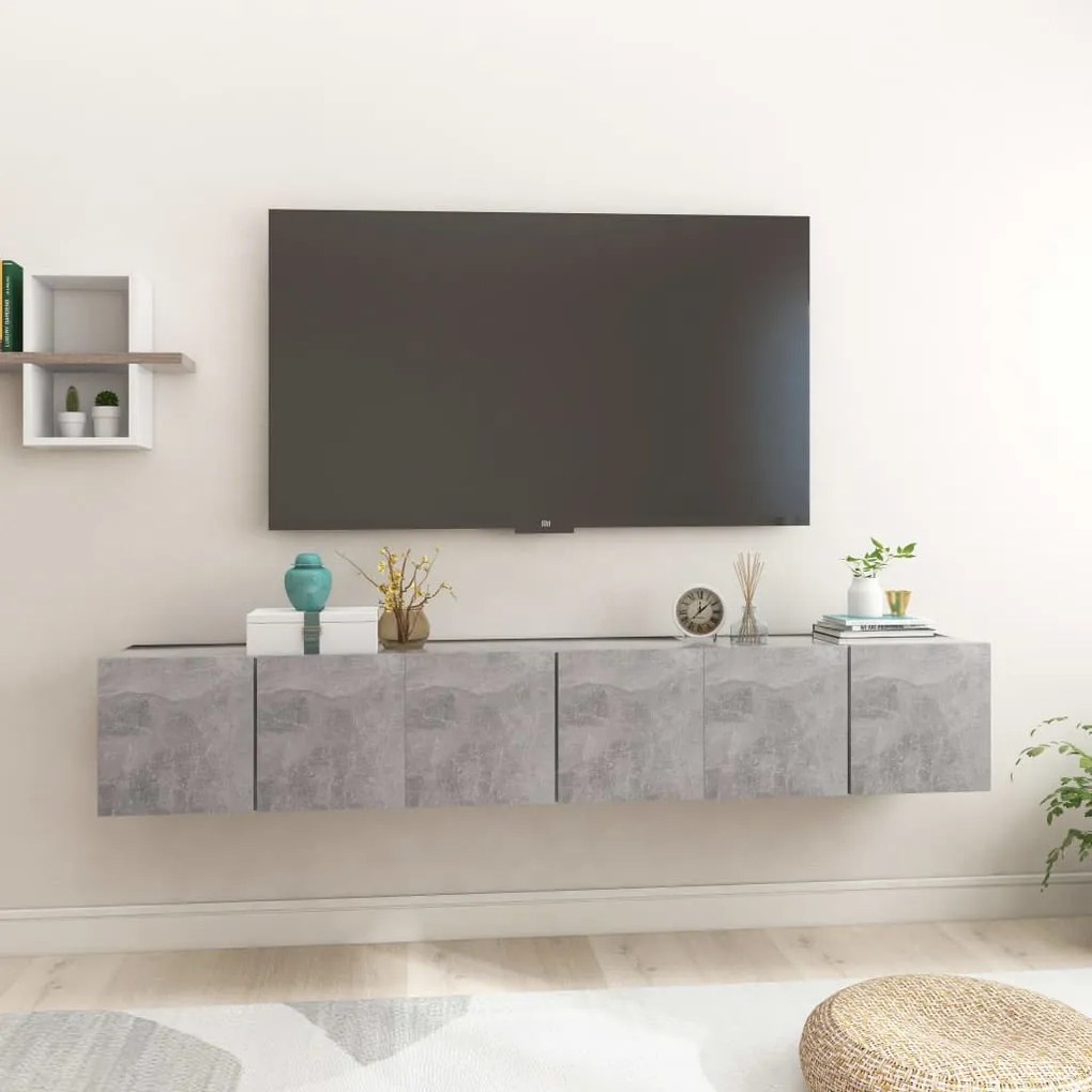 Mobili Porta Tv Pensili 3pz Grigio Cemento 60x30x30 Cm /