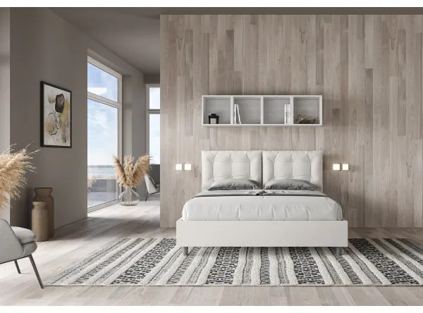 Letto matrimoniale senza rete imbottito 160x190 similpelle bianco Annalisa