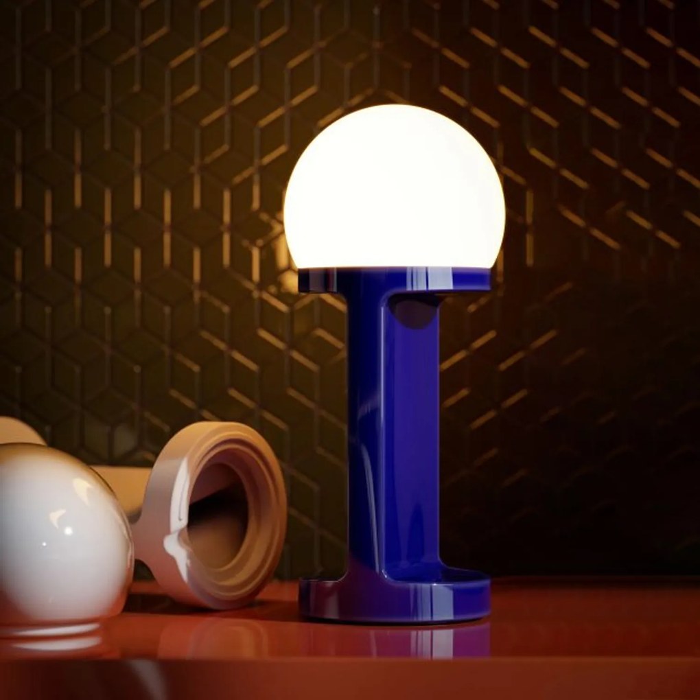 Lampada Da Tavolo Classica Habea Ceramica Blu Robot 1 Luce E14
