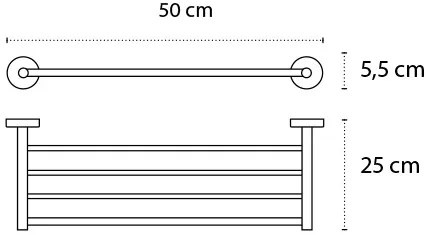 New Line N2 Portasciugamani 50 Cm Tondo Quadruplo In Acciaio Inox Cromo