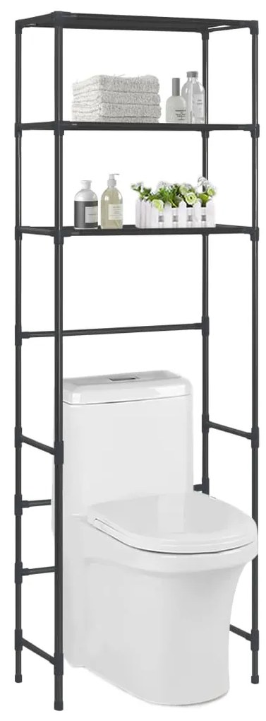 Scaffale Per Bagno Con 3 Ripiani Nero 53x28x169 Cm /
