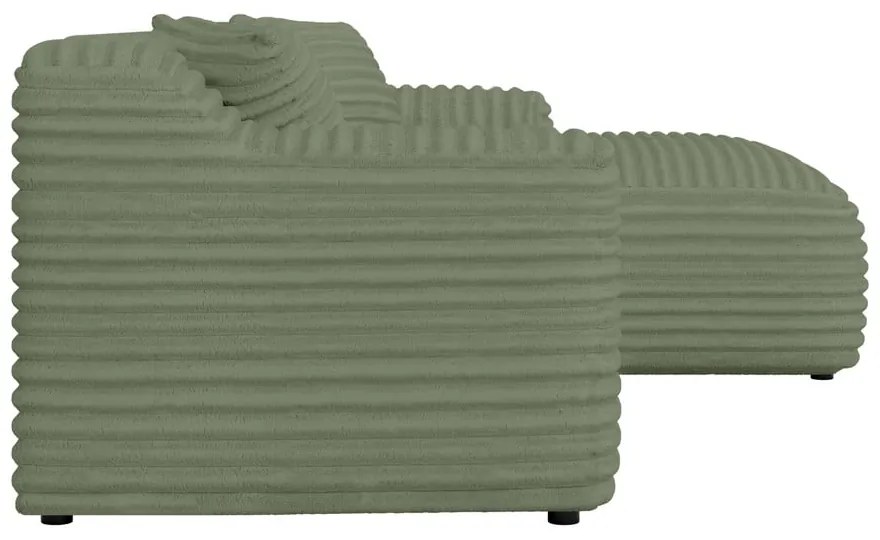 Divano angolare verde (con penisola a destra e chaise lounge) rivestito in velluto a coste Martin – Ropez