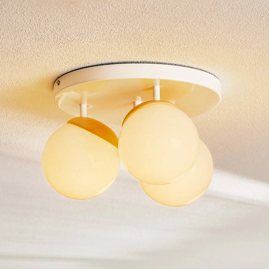 Eko-Light Plafoniera Sfera a 3 luci dirette rotonde vetro/legno