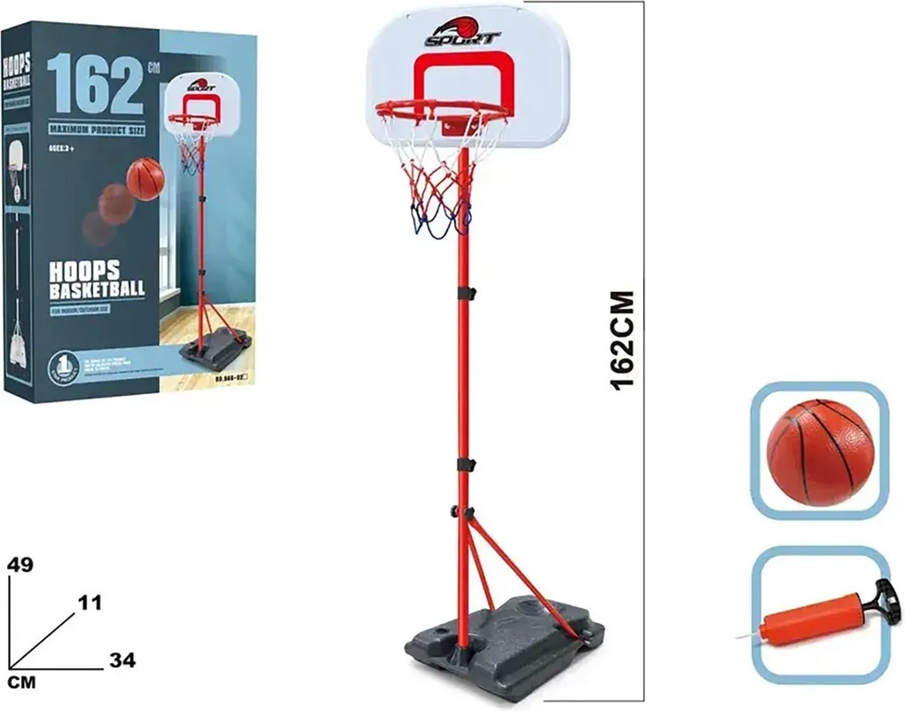 Canestro da Basket Altezza 162 cm con Piantana Palla e Pompa di Gonfiaggio...