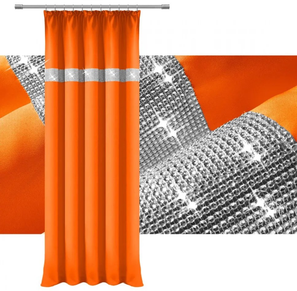Tenda con nastro e zirconi 140x250 cm arancio