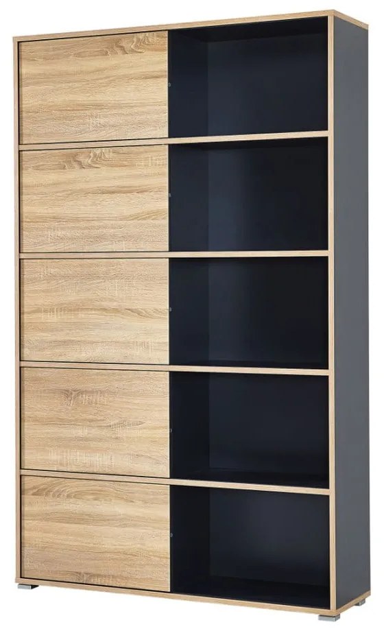 Libreria nera in rovere 120x196 cm Slide - Germania