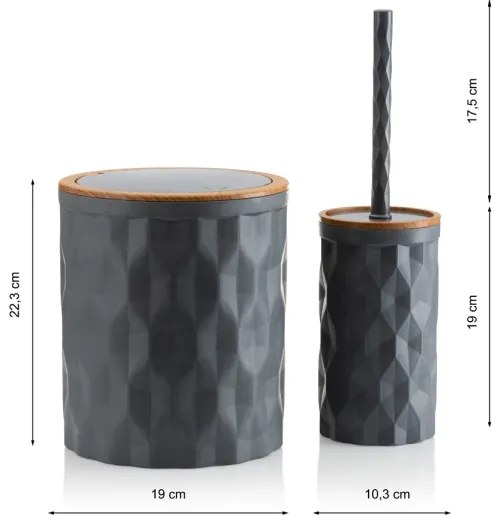 Set da bagno REINA 5 pz antracite/marrone