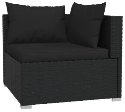 Set Divani da Giardino 4 pz con Cuscini in Polyrattan Nero