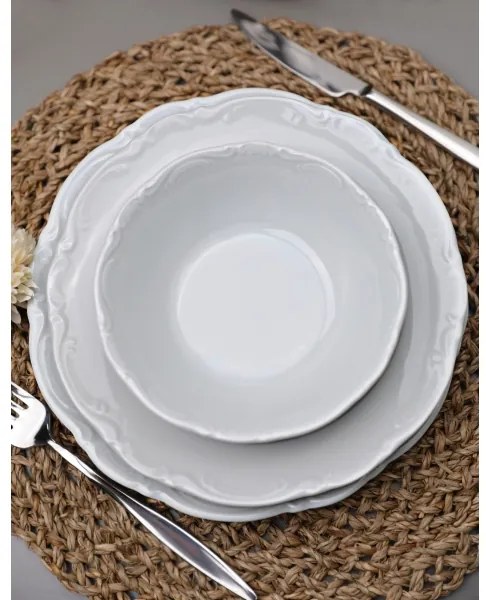 Servizio da tavola 18 pezzi, porcellana bianca