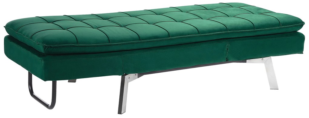 Chaise longue regolabile in velluto verde smeraldo LOIRET Beliani