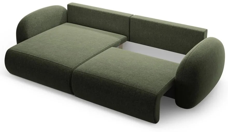 Divano angolare verde allungabile/con contenitore con rivestimento in ciniglia Tonale – Cosmopolitan Design